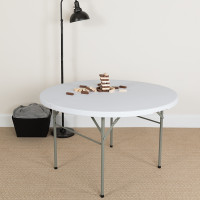 Flash Furniture DAD-122RZ-GG 48'' Round Bi-Fold Granite White Plastic Folding Table